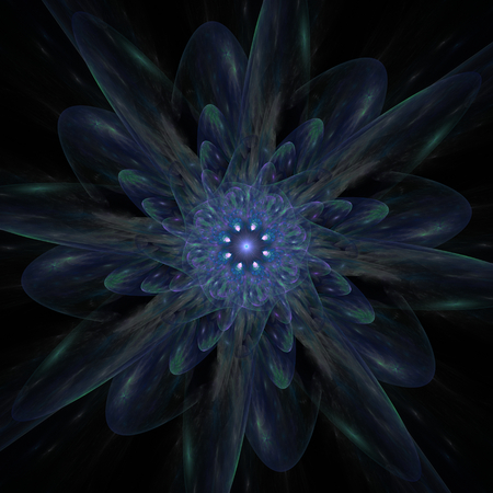 Dimly lit dark blue dahlia. The cold radiation of the sleeping spiritual heartの写真素材