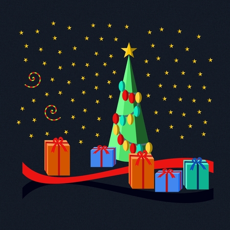 Christmas motif on digitally rendered knitted backgroundの写真素材