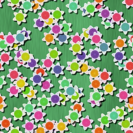 Decorative flowers on striped background - colorful fresh floral designの写真素材