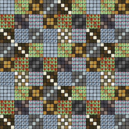 Abstract decorative ornamental mosaic pattern with floral tile elementの写真素材
