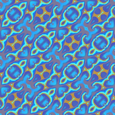 Blue orange pink diagonally striped decorative ornamental seamless patternの写真素材