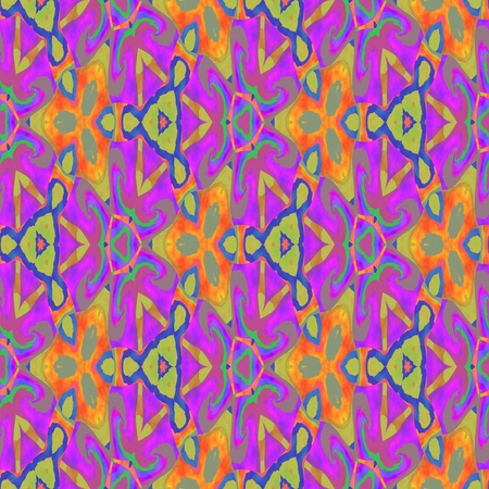 Abstract seamless pink blue orange yellow floral patternの写真素材