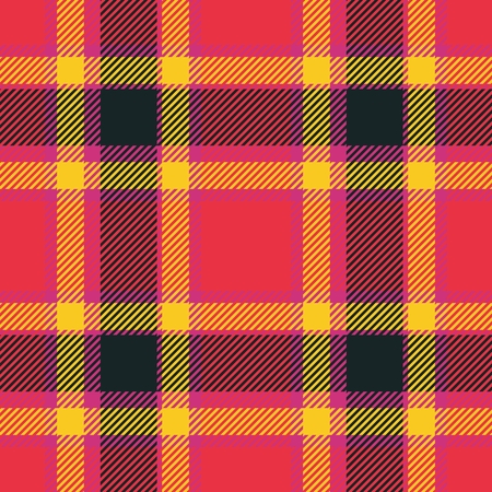 Pink red orange black tartan pattern