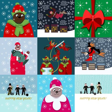 Merry Christmas and happy New Year setの写真素材