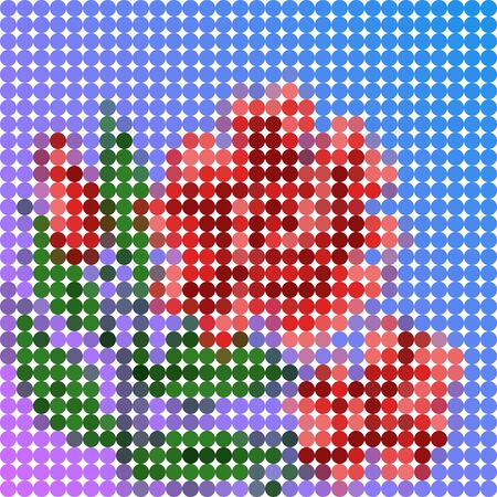 Beautiful low poly illustration of red flower usable as stitch patternのイラスト素材