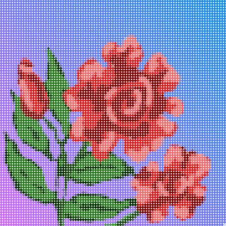 Red rose flower on blue purple gradient low poly grid or artworkのイラスト素材