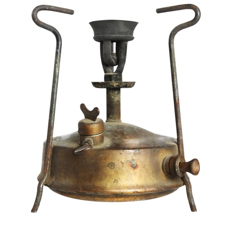 Old camping stove (primus), isolated on white backgroundの写真素材
