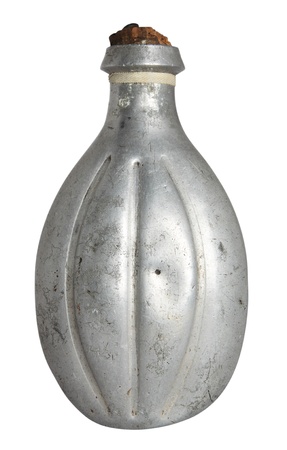 Old military flask, isolated on white background  の写真素材