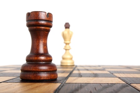 Rook opposite the king on a chess boardの写真素材
