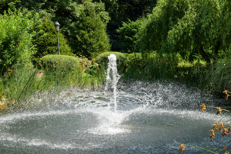 Splashing Water Fountain Close Up Abstractの写真素材
