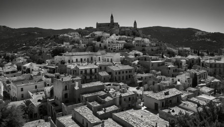 View of the old town. Black and white photoの素材