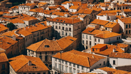 View of the old town. Buildings with orange roofsの素材