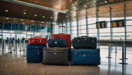 Colorful suitcases at the airportの素材