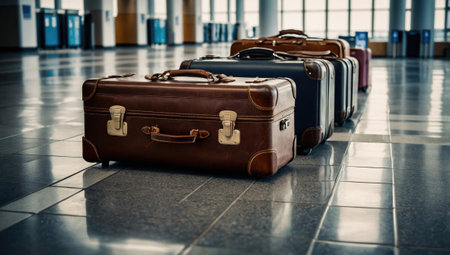 Colorful suitcases at the airportの素材