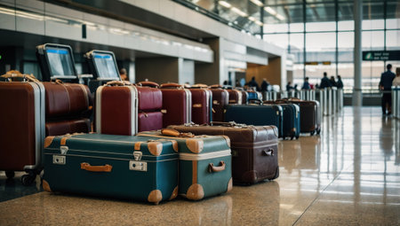 Colorful suitcases at the airportの素材