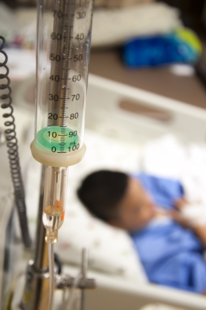 Little boy in hospitalの写真素材
