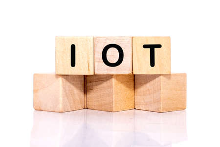 the concept of the Internet of Things. lettering on cubes isolated on a white background