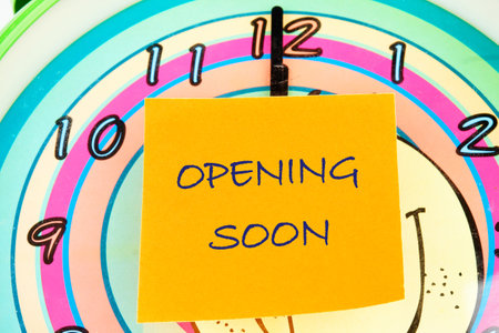 Opening soon on the sticker on the background of the watch face