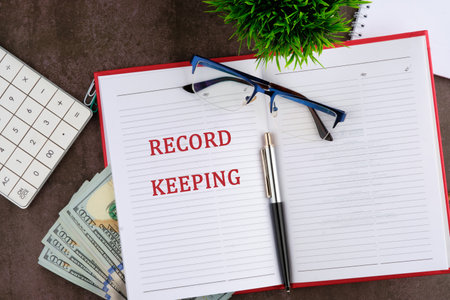 Business concept. education concept. Text record keeping on the open page of the business notebook...