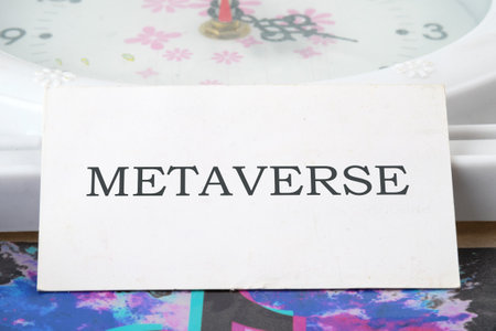 Written metaverse single word text on a white card