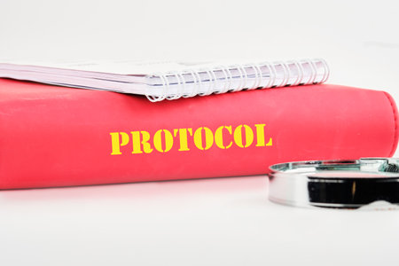 Protocol, text written on the cover of the book on a white background