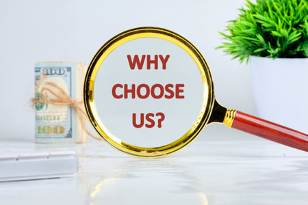 Word writing text Why Choose Us Question. Business concept. Text WHY CHOOSE US a conceptual phrase...