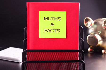 Business, finance and fact vs myth concept. Fact vs myth symbol. Concept words Fact and myth on a...