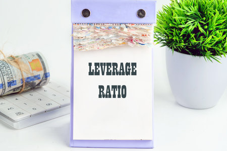 LEVERAGE RATIO text on a desktop calendar on a light backgroundの写真素材