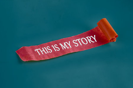 This is my Story, business motivational inspirational quotes concept THIS IS MY STORY on an unfolded piece of paperの写真素材
