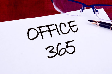 OFFICE 365 words written on a blank sheet there is an inscription with a fountain penの写真素材