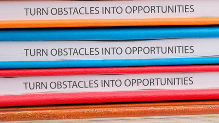 Motivational quote TURN OBSTACLES INTO OPPORTUNITIES.の写真素材