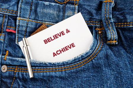 Inspiration quotes concept. BELIEVE and ACHIEVE words.