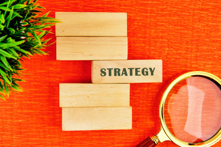 The concept word STRATEGY. Mission values vision symbol. Copy space.