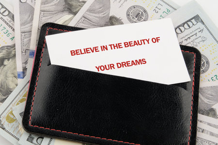 Business and Believe in your Dreams concept. Copy space. Concept words BELIEVE IN THE BEAUTY OF YOUR...
