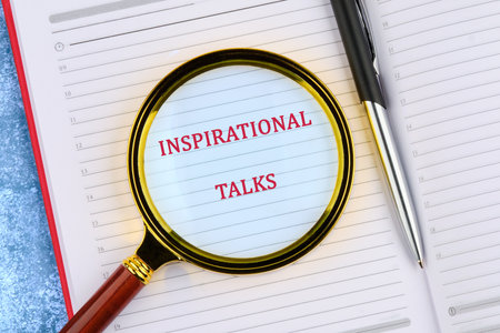 A conceptual phrase on the topic of business INSPIRATIONAL TALKS. Business concept.の写真素材