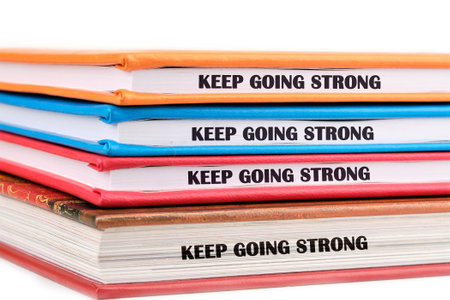 Business, motivation and keep moving forward concept. Copy space. Concept words KEEP GOING STRONG.の写真素材