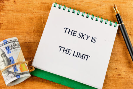 Business, Motivational and inspirational quote THE SKY IS THE LIMITの写真素材