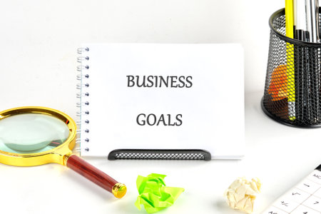 BUSINESS GOALS words. Business concept. A place to copy, planning to winner concept.の写真素材