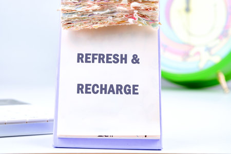 The REFRESH AND RECHARGE concept phrase. The concept of beauty and health.