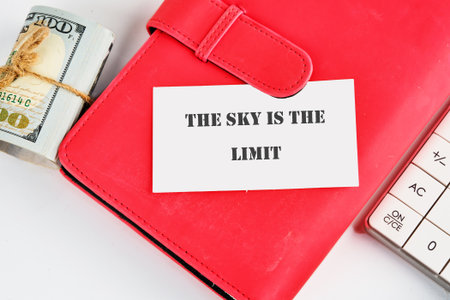 Business, Motivational and inspirational quote THE SKY IS THE LIMITの写真素材
