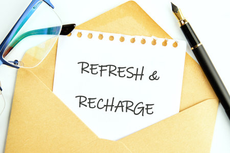The REFRESH AND RECHARGE concept phrase. The concept of beauty and health.