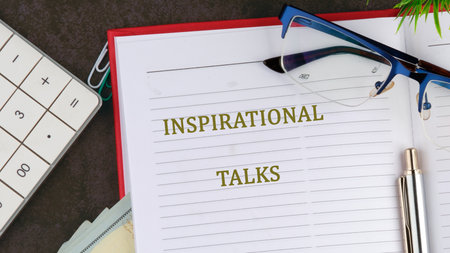 A conceptual phrase on the topic of business INSPIRATIONAL TALKS. Business concept.の写真素材