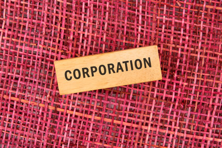 The concept word CORPORATION. Personal Income Tax, Corporate Tax, Financial Research, Documents,...