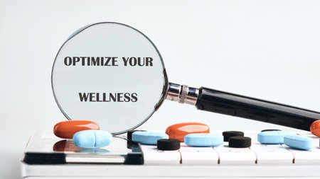 THE CONCEPT PHRASE OPTIMIZE YOUR WELLNESS. Motivational concept.の写真素材