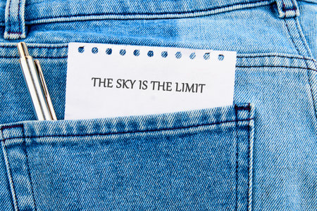 Business, Motivational and inspirational quote THE SKY IS THE LIMITの写真素材