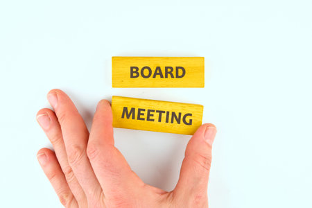 The conceptual phrase of the BOARD MEETING. Business and Meeting agenda concept. Copy space.の写真素材