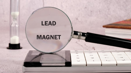 Conceptual text of the LEAD MAGNET, Lead generation concept. Lead customer and cultivation. Inbound marketing strategy.の写真素材