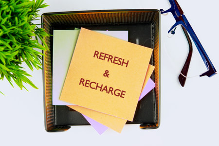 The REFRESH AND RECHARGE concept phrase. The concept of beauty and health.