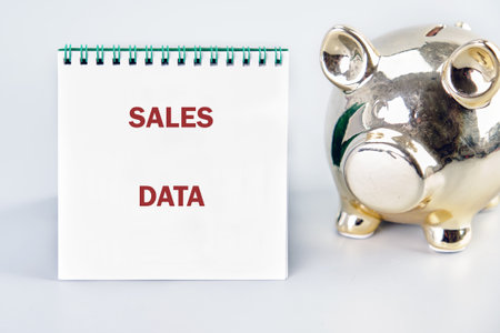 The SALES DATA concept phrase. Business concept. A place to copy. Financial analysis or business evaluation concept.の写真素材