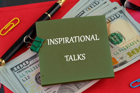 A conceptual phrase on the topic of business INSPIRATIONAL TALKS. Business concept.の写真素材